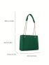 Crocodile Embossed Square Bag Green Fashionable Chain Strap