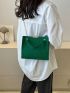 Crocodile Embossed Square Bag Green Fashionable Chain Strap