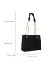 Crocodile Embossed Square Bag Black Chain Strap