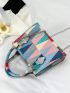 Mini Square Bag Geometric Pattern Colorblock For Daily