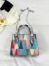 Mini Square Bag Geometric Pattern Colorblock For Daily