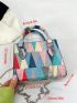 Mini Square Bag Geometric Pattern Colorblock For Daily