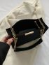 Crocodile Embossed Square Bag Black Chain Strap