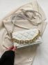 Small Flap Square Bag Quilted Pattern Chain Decor