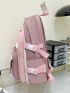 Letter Graphic Classic Backpack Release Buckle Decor Pink Preppy