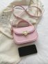 Mini Flap Saddle Bag Heart Decor Pink