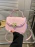 Mini Flap Saddle Bag Heart Decor Pink