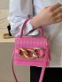 Mini Flap Square Bag Embossed Detail Chain Decor