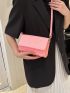 Mini Flap Square Bag Stitch Detail Minimalist Pink