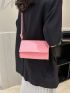 Mini Flap Square Bag Stitch Detail Minimalist Pink