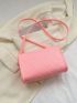 Mini Flap Square Bag Stitch Detail Minimalist Pink