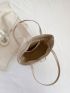 Two Tone Straw Bag For Vacation Double Handle