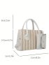 Two Tone Straw Bag With Coin Purse