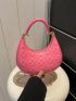 Small Hobo Bag Heart Embossed Pink Minimalist