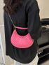 Small Hobo Bag Heart Embossed Pink Minimalist