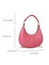 Small Hobo Bag Heart Embossed Pink Minimalist