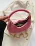 Small Hobo Bag Heart Embossed Pink Minimalist