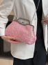 Mini Square Bag Baby Pink Sequins Decor For Party