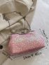 Mini Square Bag Baby Pink Sequins Decor For Party