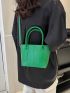 Mini Square Bag Stitch Detail Green Fashionable