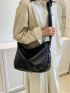 Minimalist Hobo Bag Medium Black Zipper Elegant