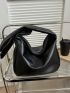 Minimalist Hobo Bag Medium Black Zipper Elegant