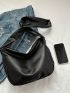 Minimalist Hobo Bag Medium Black Zipper Elegant