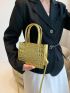 Mini Square Bag Crocodile Embossed Gold Funky