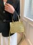 Mini Square Bag Crocodile Embossed Gold Funky