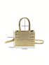 Mini Square Bag Crocodile Embossed Gold Funky