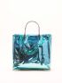 Medium Square Bag Metallic Foldable For Daily, Clear Bag