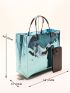 Medium Square Bag Metallic Foldable For Daily, Clear Bag