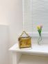 Mini Square Bag Gold Sequins & Chain Decor