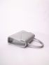 Mini Square Bag Litchi Embossed Silver Funky