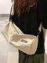 Letter Patch Bucket Bag Beige Adjustable Strap For Daily