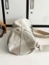 Letter Patch Bucket Bag Beige Adjustable Strap For Daily