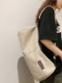 Letter Patch Bucket Bag Beige Adjustable Strap For Daily