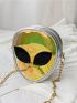 Mini Novelty Bag Alien Design Chain Zipper PU