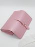 Litchi Embossed Flap Long Wallet Metal Decor Pink