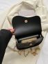 Mini Flap Saddle Bag Embossed Detail Button Decor Chain Black