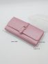 Litchi Embossed Flap Long Wallet Metal Decor Pink