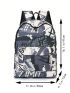 Medium Classic Backpack Letter Graphic Colorblock Preppy