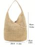 Medium Straw Bag Contrast Binding For Vacation