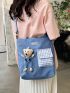 Letter Patch Decor Square Bag Cartoon Bear Decor