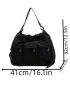 Oversized Crossbody Bag Drawstring Design Nylon