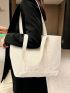 Women Tote Bag Aesthetic Solid Color Students Casual Handbag Shoulder Bag Large Capacity Oxford