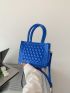 Mini Square Bag Embossed Detail Minimalist Blue
