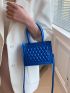 Mini Square Bag Embossed Detail Minimalist Blue