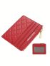 Letter Print Card Holder Quilted Zipper