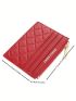 Letter Print Card Holder Quilted Zipper